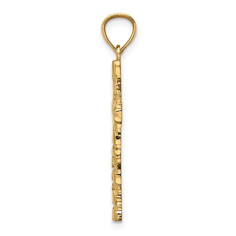 10K / 14K Yellow Gold Nugget Cross Pendant - Product Photo