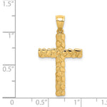 10K / 14K Yellow Gold Nugget Cross Pendant - Product Photo