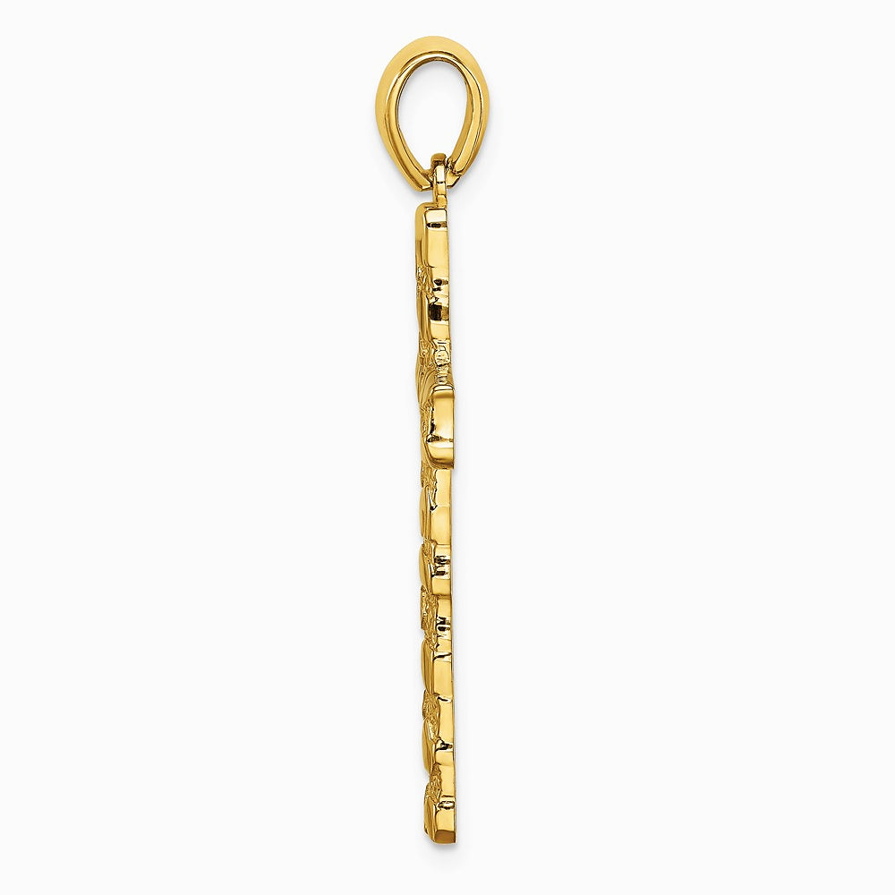 10K / 14K Yellow Gold Nugget Cross Pendant - Product Photo