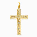10K / 14K Yellow Gold Nugget Cross Pendant - Product Photo