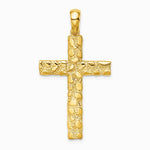 10K / 14K Yellow Gold Nugget Cross Pendant - Product Photo