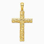 10K / 14K Yellow Gold Nugget Cross Pendant - Product Photo