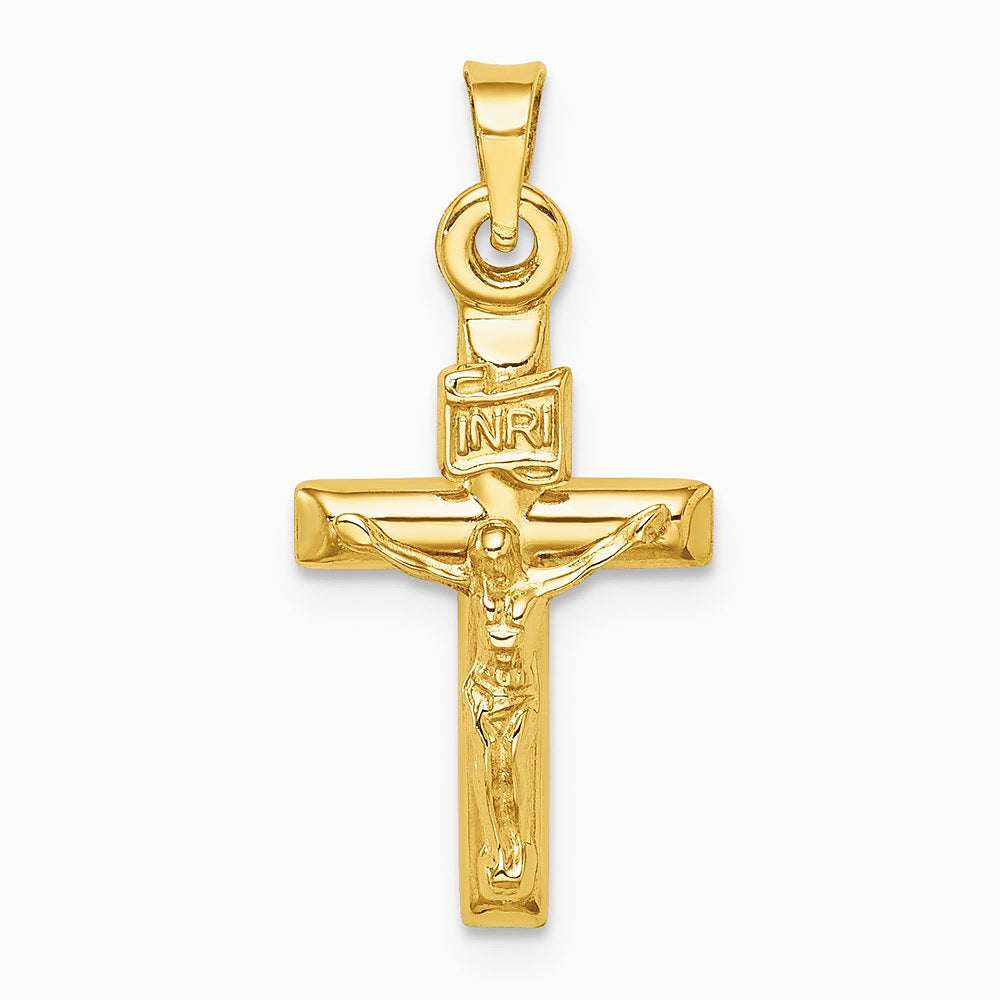 14K Yellow Gold Hollow Crucifix Pendant