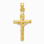 14K Yellow Gold Hollow Crucifix Pendant - Product Photo