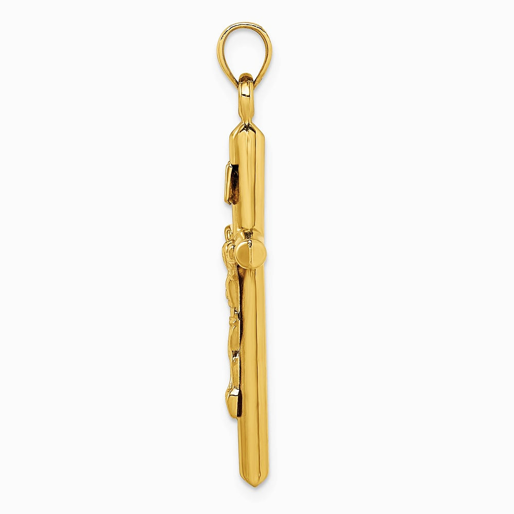 14K Yellow Gold Hollow Crucifix Pendant - Product Photo