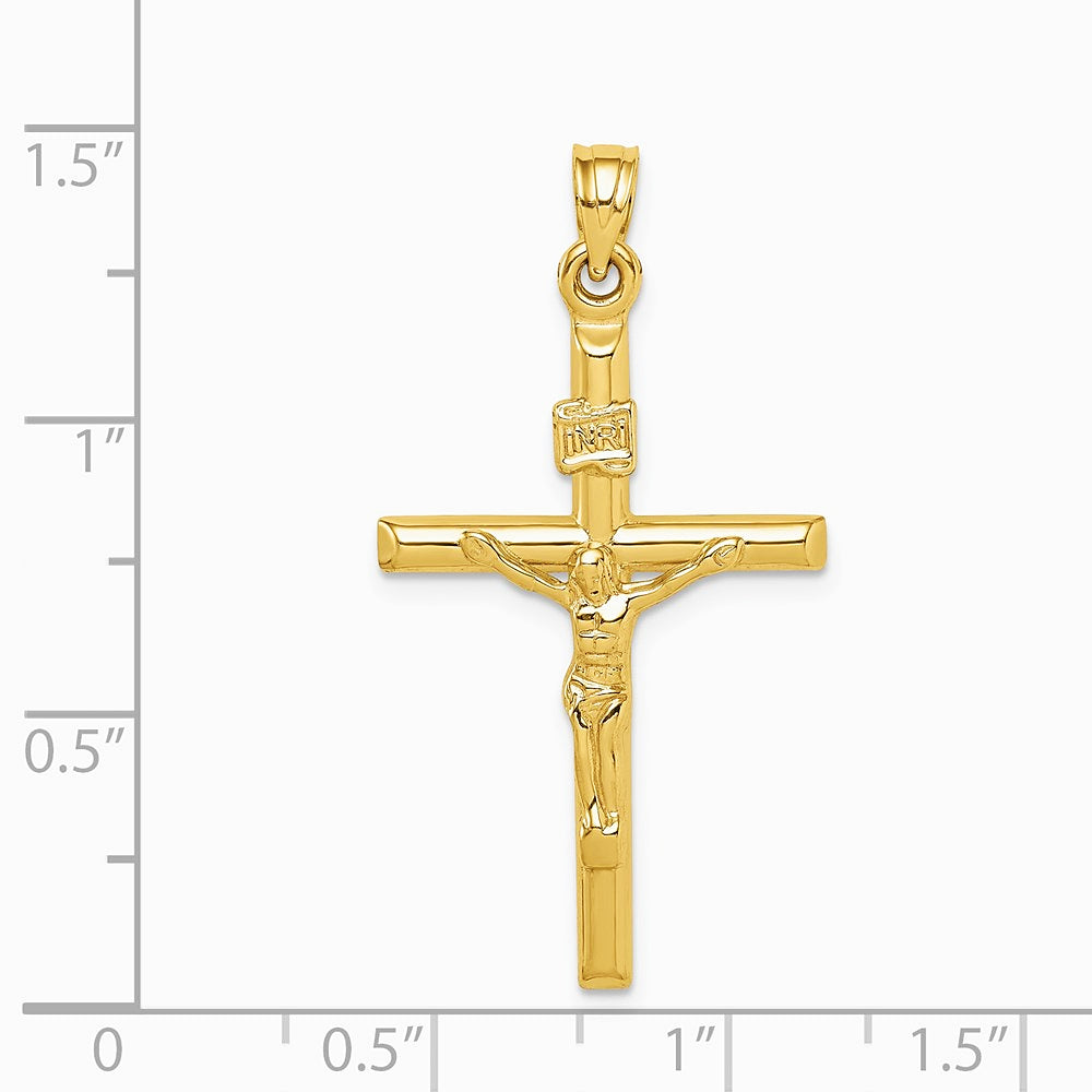 14K Yellow Gold Hollow Crucifix Pendant - Product Photo