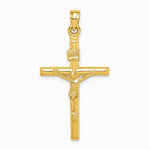 14K Yellow Gold Hollow Crucifix Pendant - Product Photo