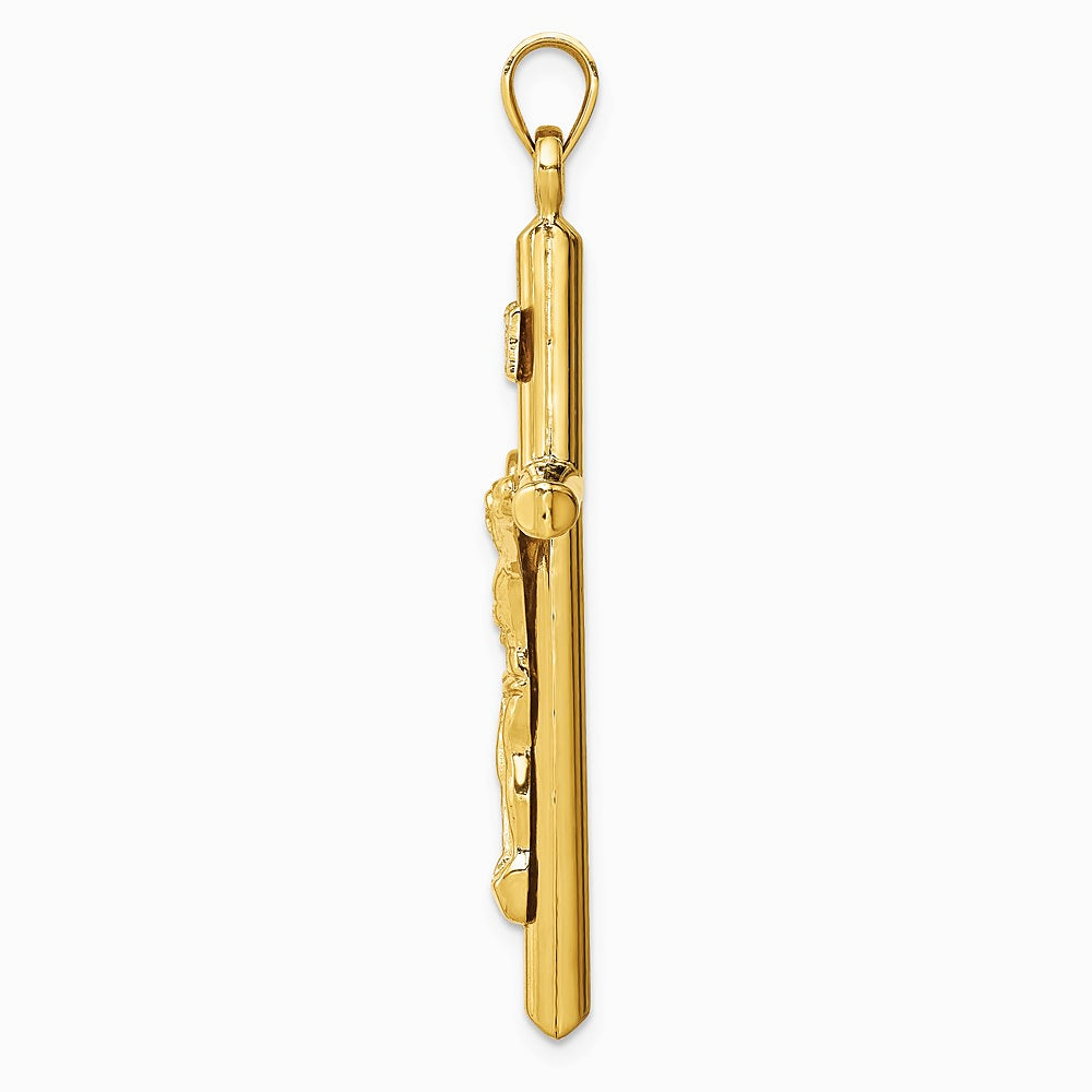 14K Yellow Gold Hollow Crucifix Pendant - Product Photo