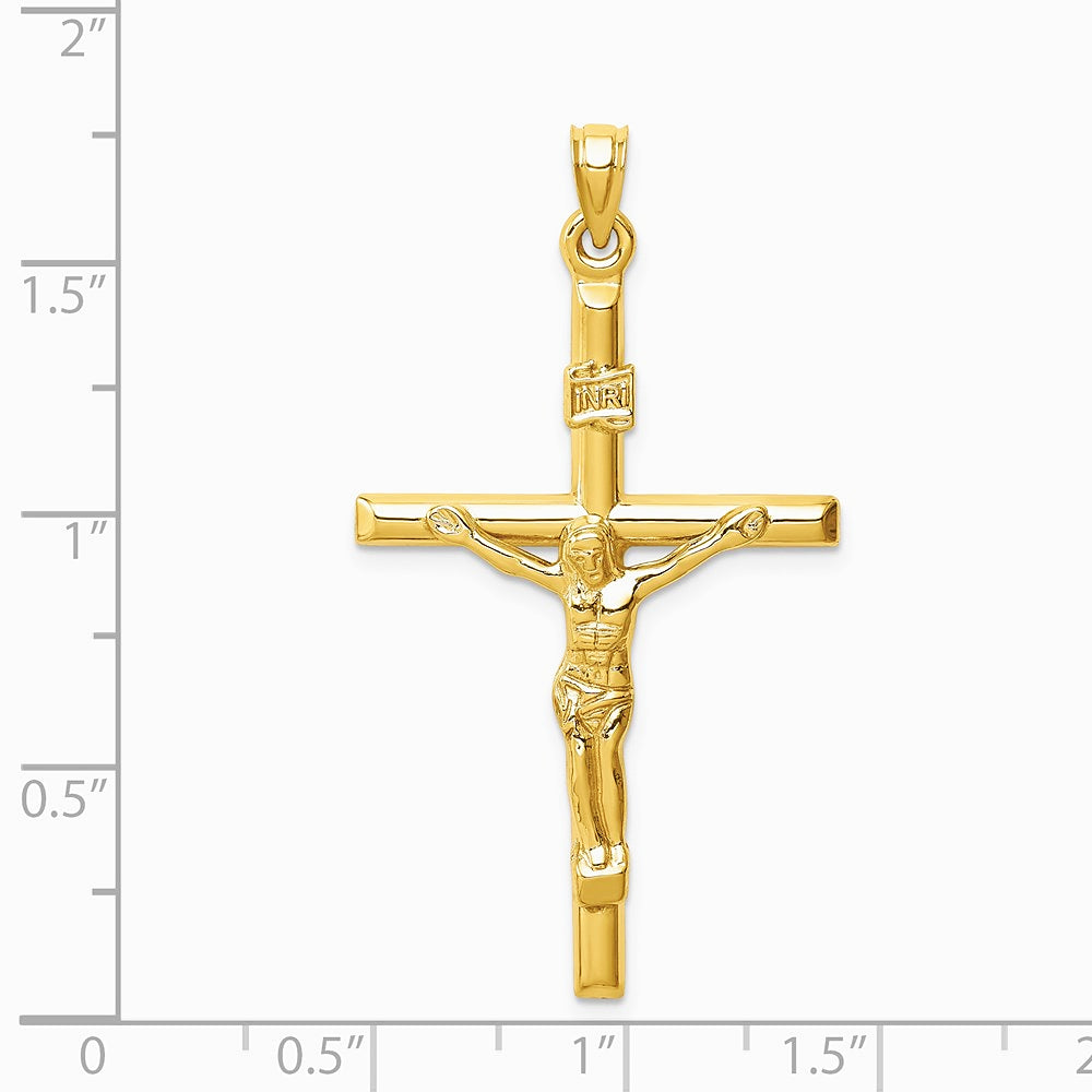14K Yellow Gold Hollow Crucifix Pendant - Product Photo