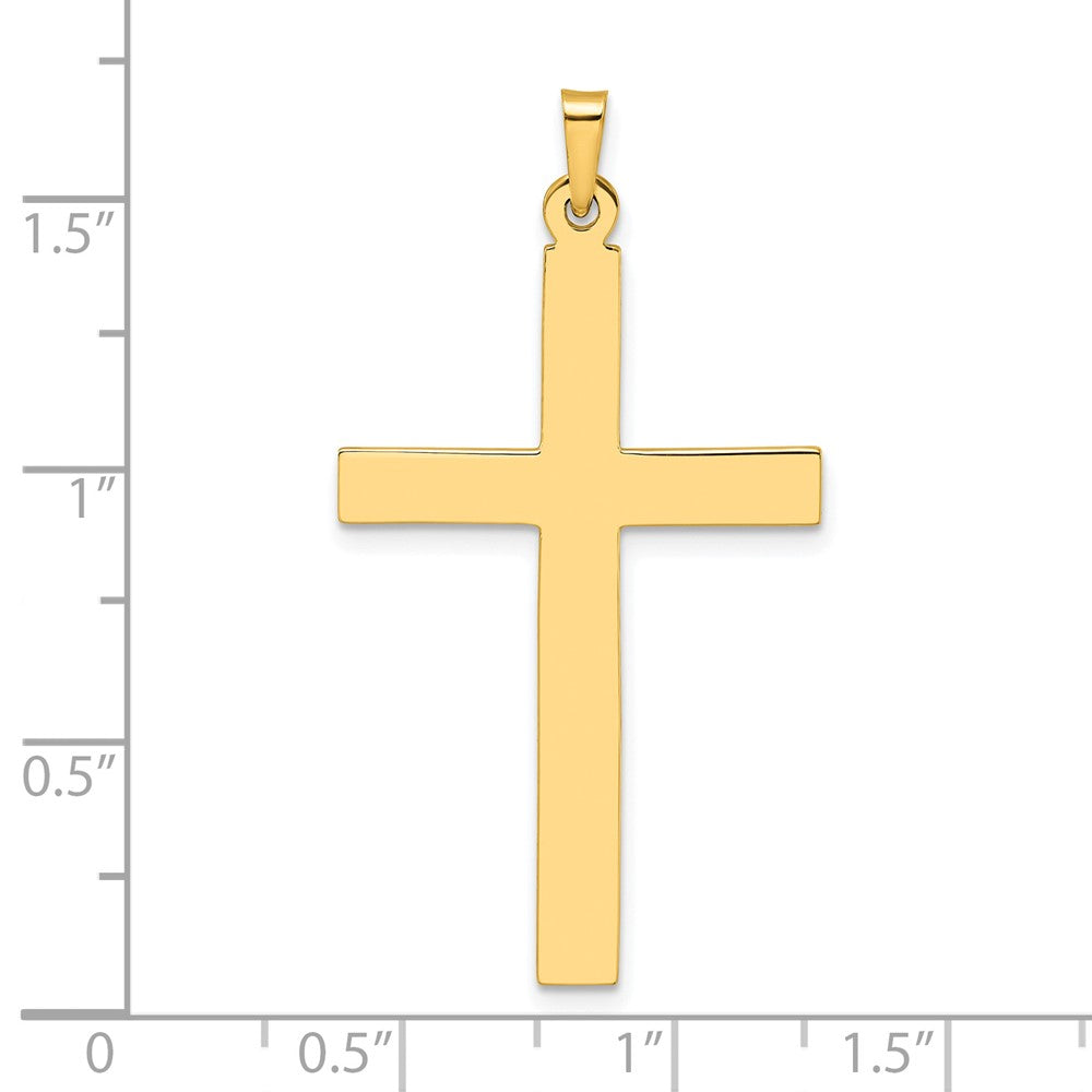 14K Yellow Gold Polished Solid Cross Pendant - Product Photo