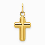 14K Yellow Gold Polished Puffed Cross Pendant - Product Photo