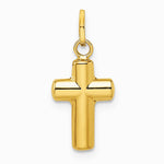 14K Yellow Gold Polished Puffed Cross Pendant - Product Photo