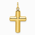 14K Yellow Gold Polished Puffed Cross Pendant - Product Photo