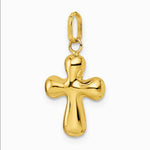 14K Yellow Gold Polished Puffed Cross Pendant - Product Photo