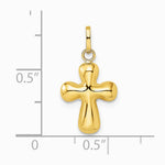 14K Yellow Gold Polished Puffed Cross Pendant - Product Photo