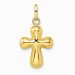 14K Yellow Gold Polished Puffed Cross Pendant - Product Photo