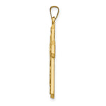 14K Yellow Gold Polished and Textured Hollow Scroll Design Double Cross Pendant - Product Photo