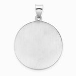 14K White Gold Polished and Satin Hollow St Michael Medal Pendant - Product Photo