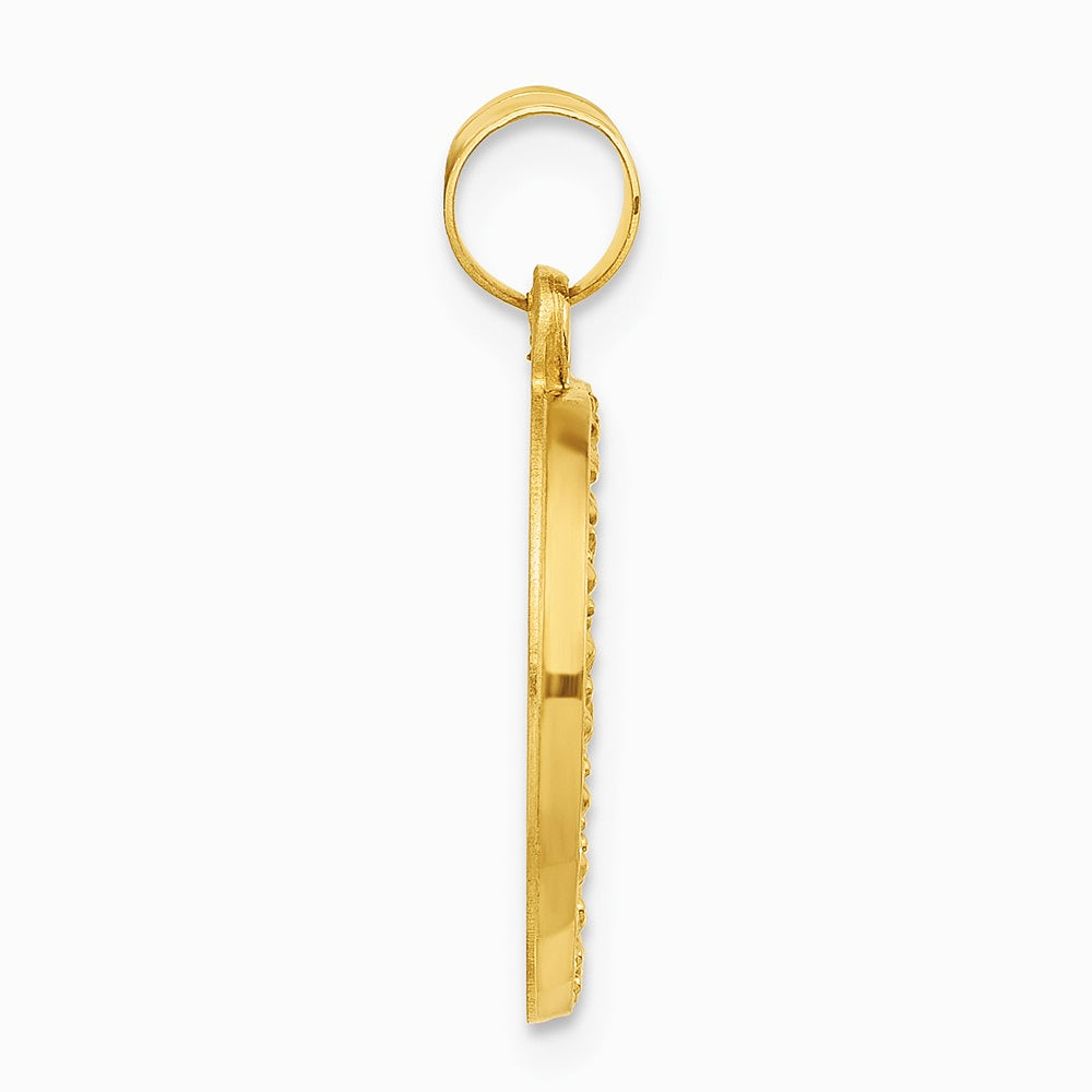 14K Yellow Gold Hollow Our Guardian Angel Medal - Product Photo