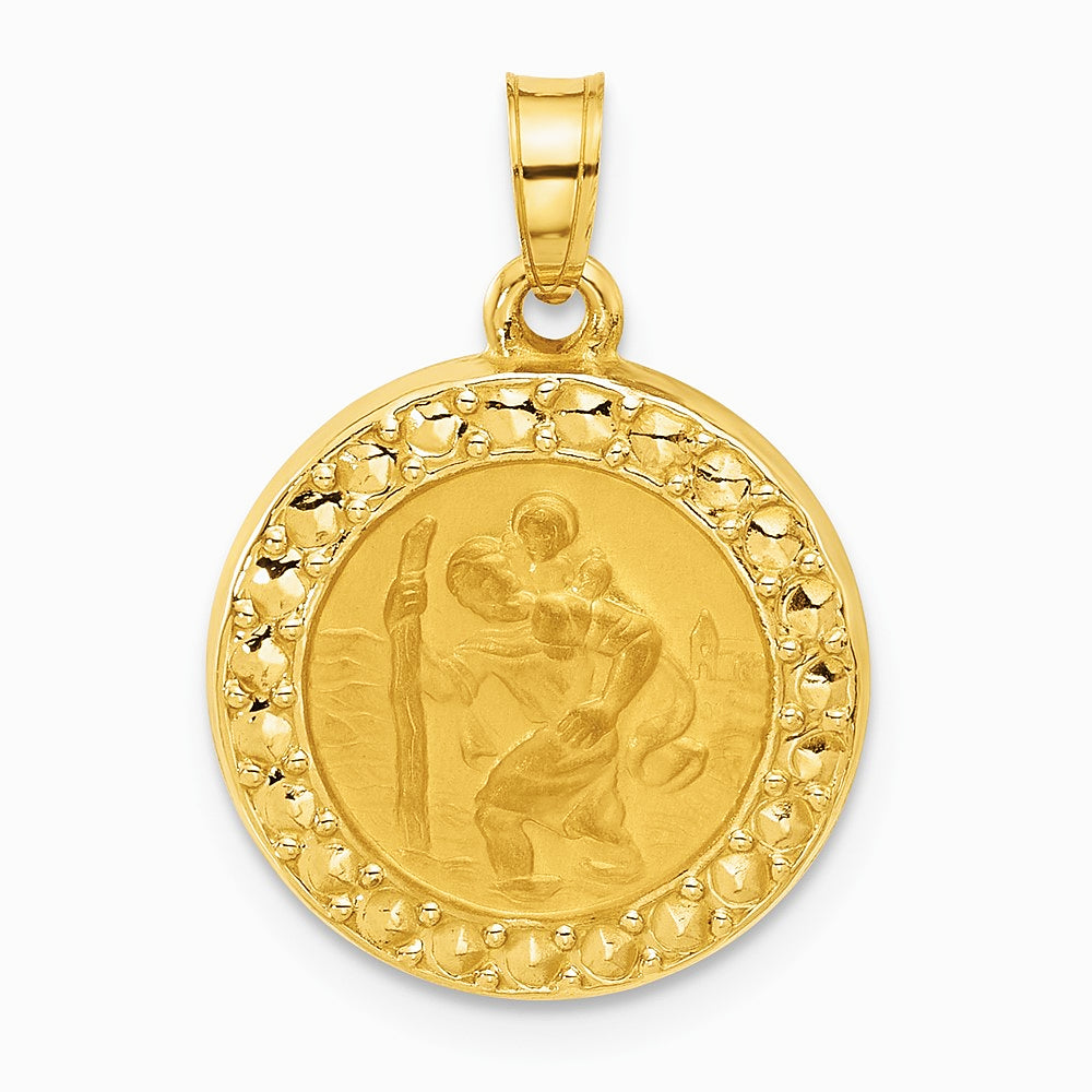 14K Yellow Gold Hollow St. Christopher Medal - Product Photo
