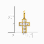 14K Yellow Gold Polished CZ Latin Cross Pendant - Product Photo