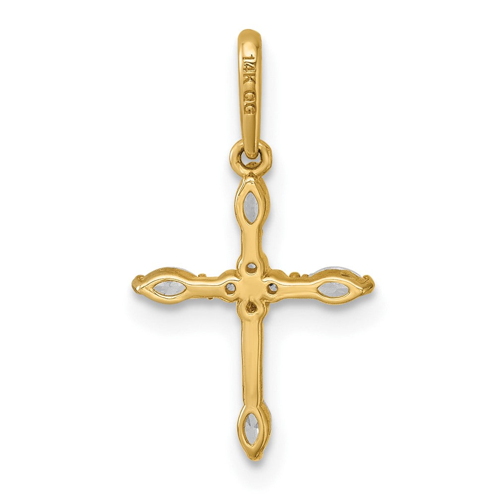 14k Polished and Beaded Fancy CZ Cross Pendant - Product Photo