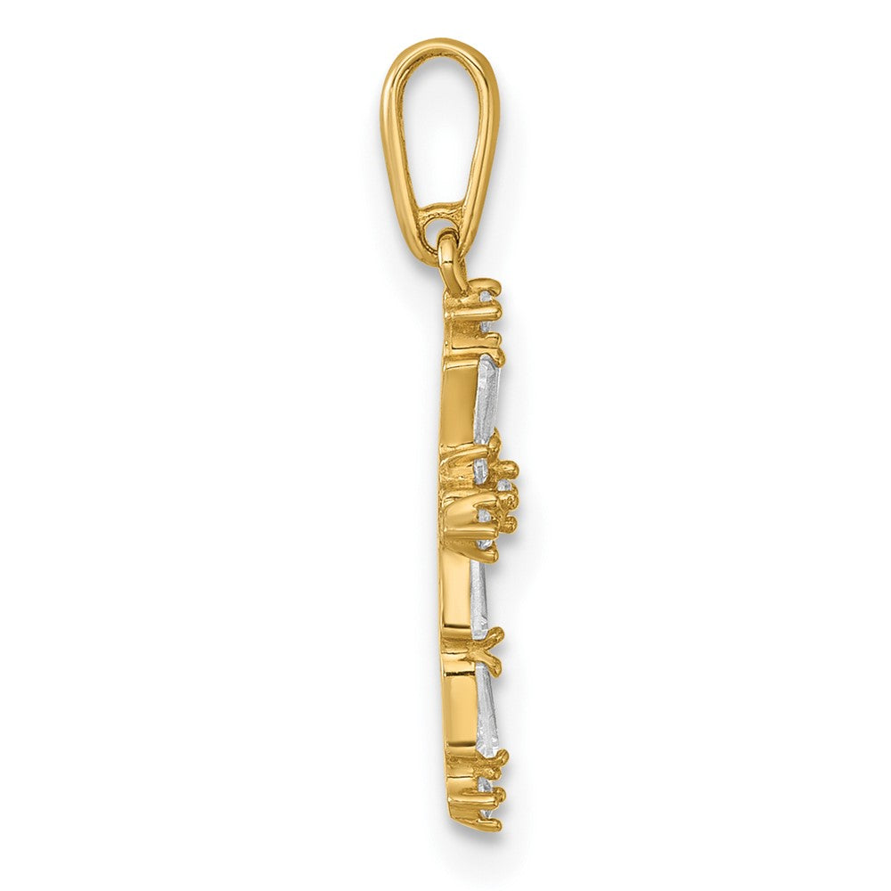 14k Polished Fancy CZ Cross Pendant - Product Photo