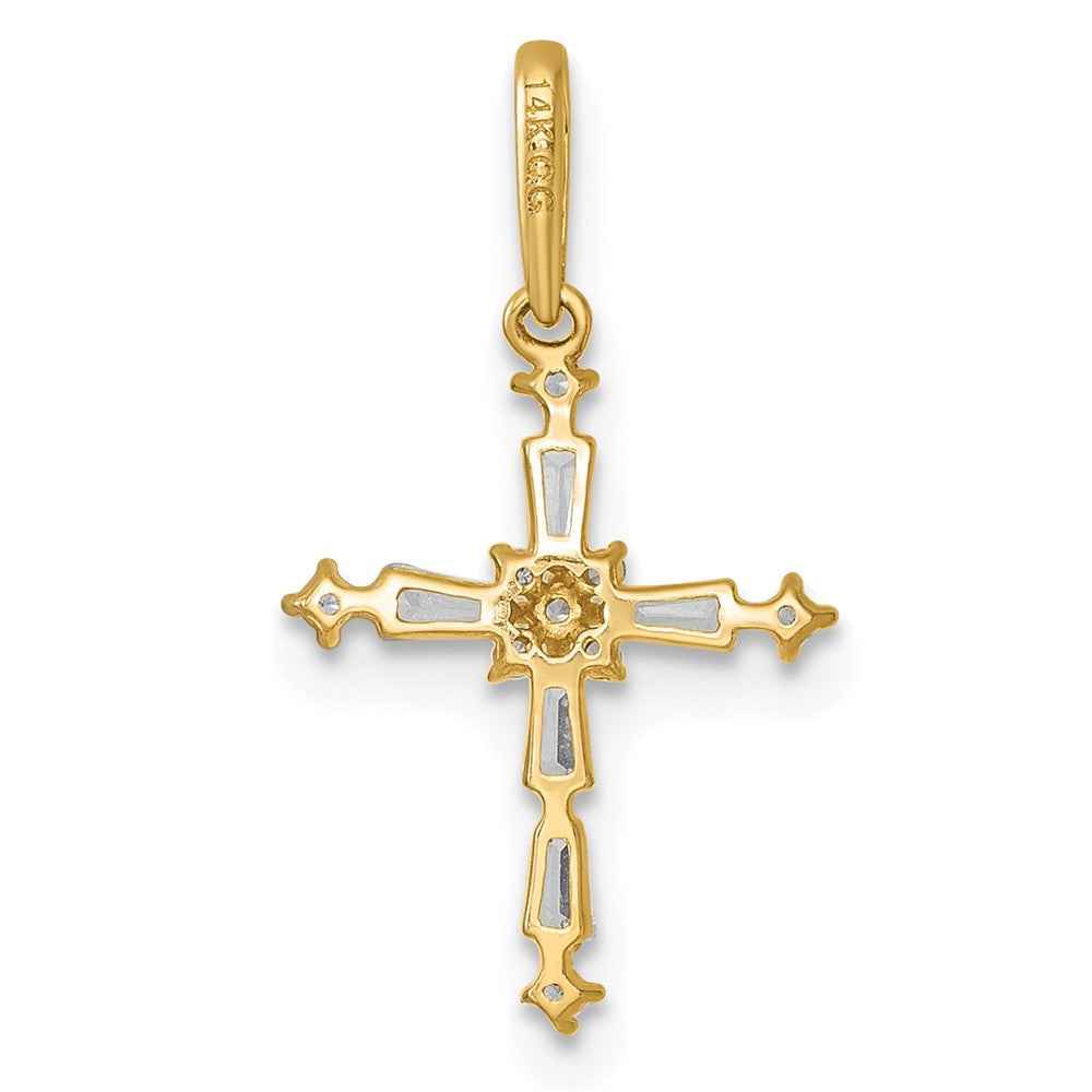 14k Polished Fancy CZ Cross Pendant - Product Photo