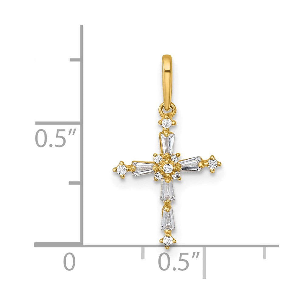 14k Polished Fancy CZ Cross Pendant - Product Photo