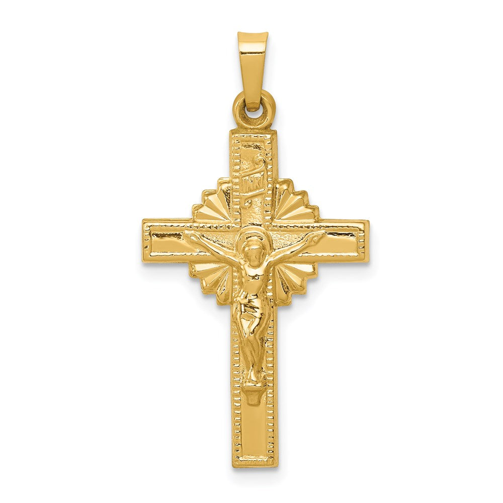 14k INRI Hollow Crucifix Pendant - Product Photo