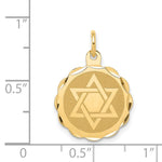14k Solid Star of David Disc Charm - Product Photo