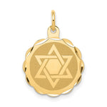 14k Solid Star of David Disc Charm - Product Photo