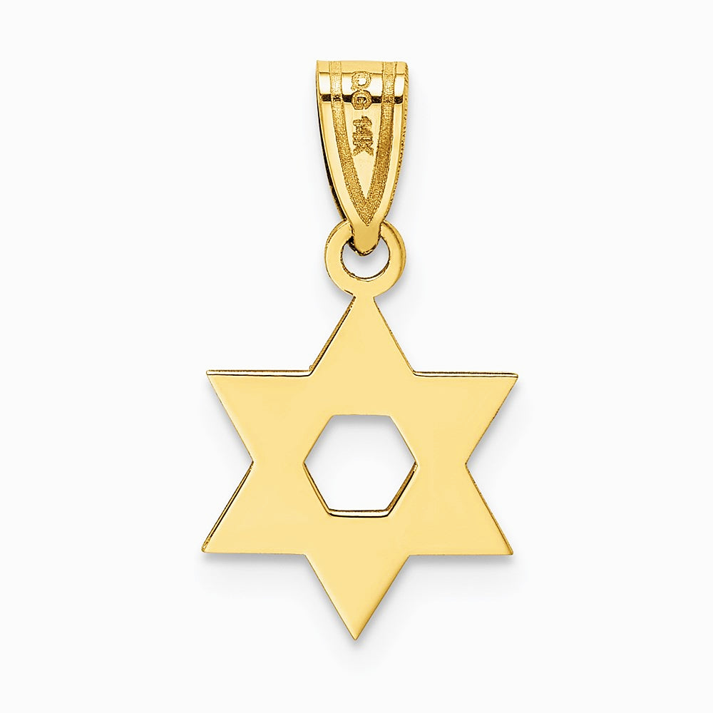 10K / 14K Yellow Gold Star of David Pendant - Product Photo