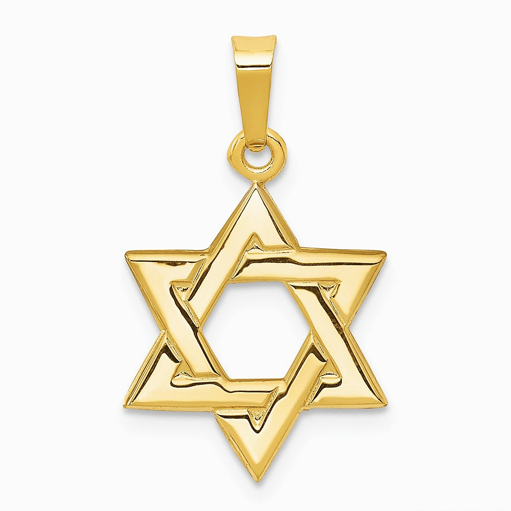 14K Yellow Gold Star of David Pendant - Product Photo