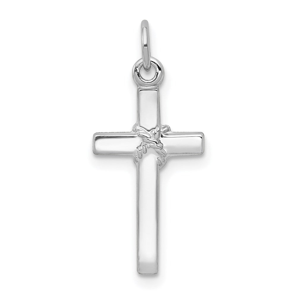 14k White Gold Cross Charm - Product Photo