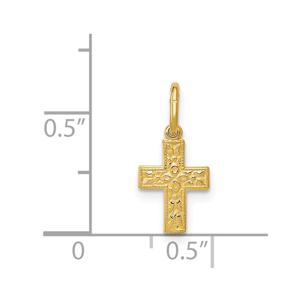 14K Floral Cross Charm - Product Photo