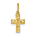 14K Floral Cross Charm - Product Photo