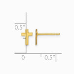 14K Yellow Gold Polished Cross Post Earrings - Product Photo