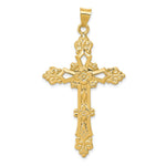 14K Yellow Gold Polished Fleur de Lis Cross Pendant - Product Photo