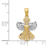 14K w/Rhodium Filigree Angel Pendant - Product Photo