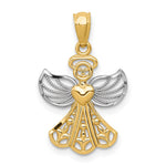 14K w/Rhodium Filigree Angel Pendant - Product Photo