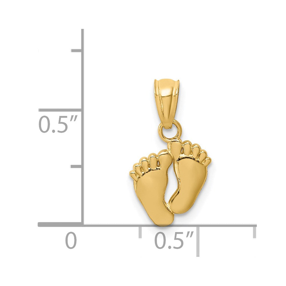 14K Yellow Gold Small Feet Pendant - Product Photo