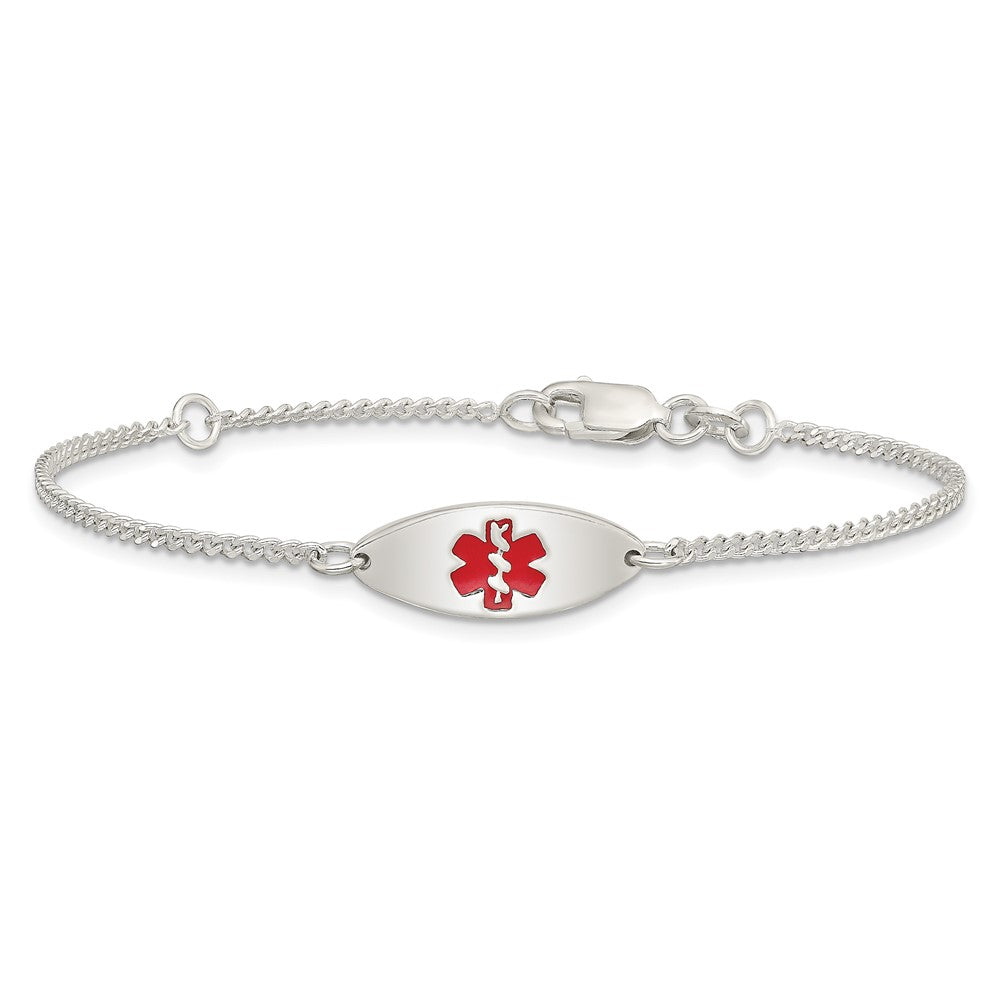 Sterling Silver Rhodium-plated Enamel Medical Jewelry Bracelet - Product Photo