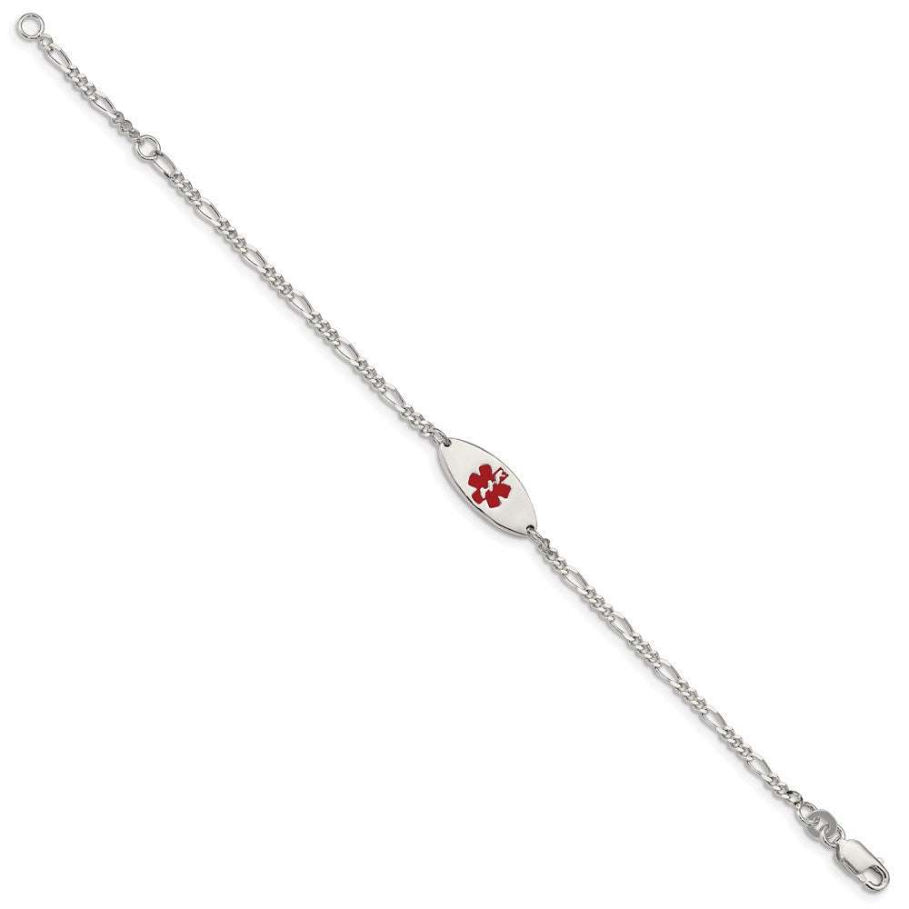 Sterling Silver Rhodium-plated Enamel Medical Jewelry Bracelet - Product Photo