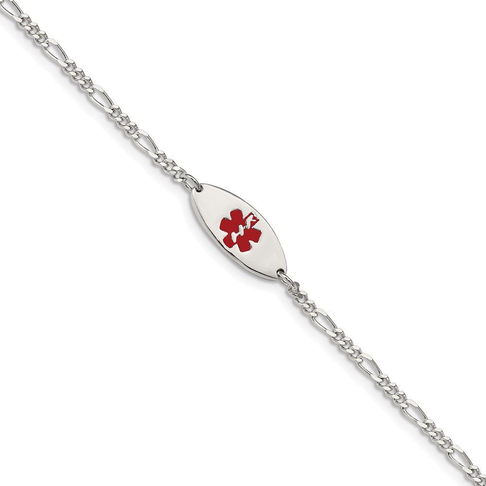 Sterling Silver Rhodium-plated Enamel Medical Jewelry Bracelet - Product Photo