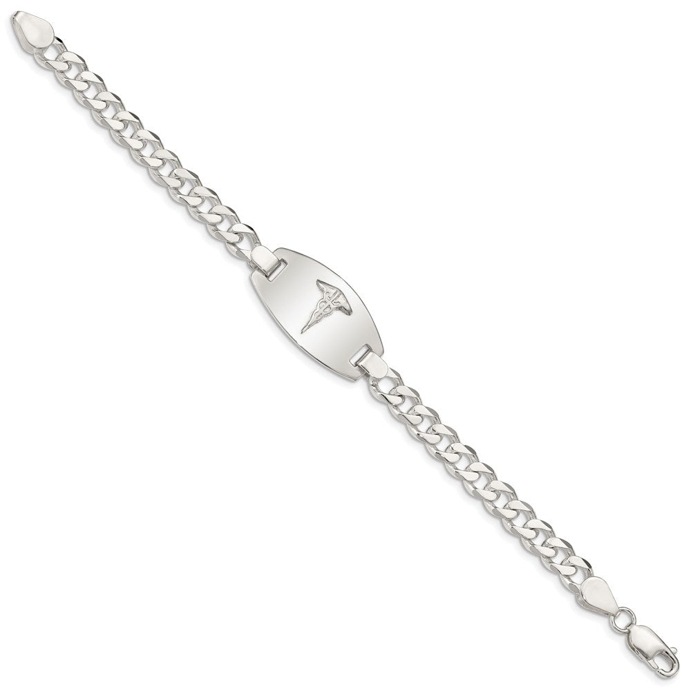 Sterling Silver Medical Jewelry Curb Link Bracelet - Product Photo