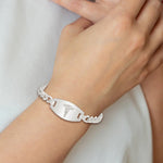 Sterling Silver Medical Jewelry Curb Link Bracelet - Product Photo