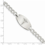 Sterling Silver Medical Jewelry Curb Link Bracelet - Product Photo