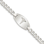 Sterling Silver Medical Jewelry Curb Link Bracelet - Product Photo