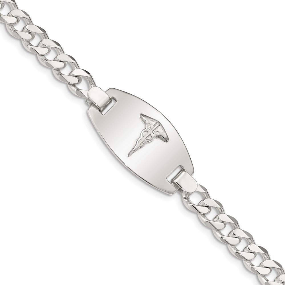 Sterling Silver Medical Jewelry Curb Link Bracelet - Product Photo